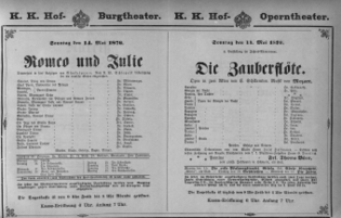 Theaterzettel (Oper und Burgtheater in Wien) 18760514 Seite: 1