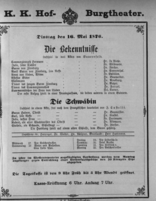 Theaterzettel (Oper und Burgtheater in Wien) 18760516 Seite: 1