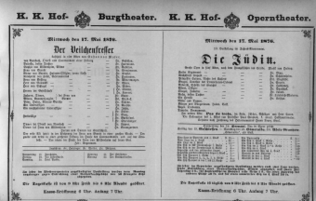 Theaterzettel (Oper und Burgtheater in Wien) 18760517 Seite: 1