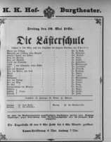 Theaterzettel (Oper und Burgtheater in Wien) 18760519 Seite: 1