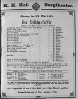 Theaterzettel (Oper und Burgtheater in Wien) 18760522 Seite: 1