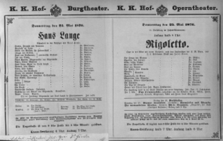 Theaterzettel (Oper und Burgtheater in Wien) 18760525 Seite: 1