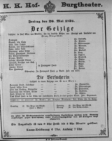 Theaterzettel (Oper und Burgtheater in Wien) 18760526 Seite: 1