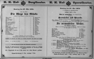 Theaterzettel (Oper und Burgtheater in Wien) 18760527 Seite: 1
