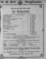 Theaterzettel (Oper und Burgtheater in Wien) 18760529 Seite: 1
