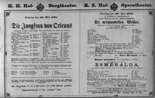 Theaterzettel (Oper und Burgtheater in Wien) 18760530 Seite: 1