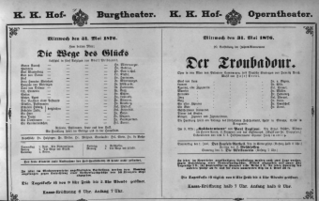 Theaterzettel (Oper und Burgtheater in Wien) 18760531 Seite: 1