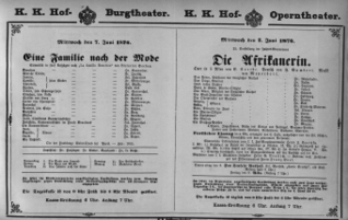 Theaterzettel (Oper und Burgtheater in Wien) 18760607 Seite: 1
