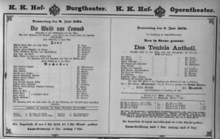 Theaterzettel (Oper und Burgtheater in Wien) 18760608 Seite: 1