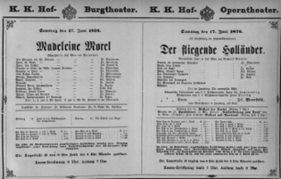 Theaterzettel (Oper und Burgtheater in Wien) 18760617 Seite: 1