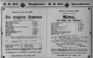 Theaterzettel (Oper und Burgtheater in Wien) 18760624 Seite: 1