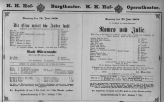 Theaterzettel (Oper und Burgtheater in Wien) 18760625 Seite: 1