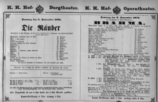 Theaterzettel (Oper und Burgtheater in Wien) 18760902 Seite: 1