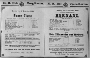 Theaterzettel (Oper und Burgtheater in Wien) 18760903 Seite: 1