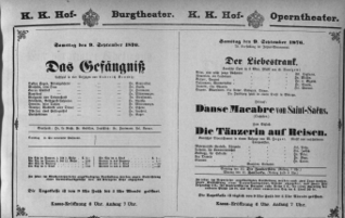 Theaterzettel (Oper und Burgtheater in Wien) 18760909 Seite: 1