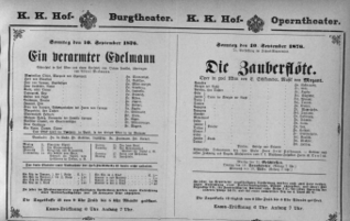 Theaterzettel (Oper und Burgtheater in Wien) 18760910 Seite: 1