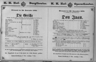 Theaterzettel (Oper und Burgtheater in Wien) 18760920 Seite: 1