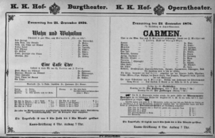 Theaterzettel (Oper und Burgtheater in Wien) 18760921 Seite: 1