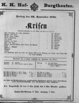 Theaterzettel (Oper und Burgtheater in Wien) 18760922 Seite: 1