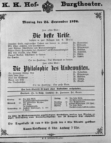 Theaterzettel (Oper und Burgtheater in Wien) 18760925 Seite: 1