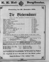 Theaterzettel (Oper und Burgtheater in Wien) 18760928 Seite: 1