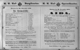 Theaterzettel (Oper und Burgtheater in Wien) 18760930 Seite: 1