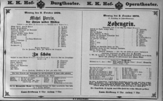Theaterzettel (Oper und Burgtheater in Wien) 18761002 Seite: 1