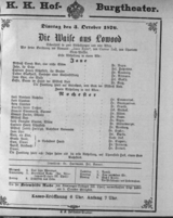 Theaterzettel (Oper und Burgtheater in Wien) 18761003 Seite: 1