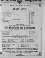 Theaterzettel (Oper und Burgtheater in Wien) 18761009 Seite: 1