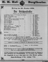 Theaterzettel (Oper und Burgtheater in Wien) 18761013 Seite: 1
