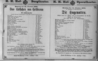 Theaterzettel (Oper und Burgtheater in Wien) 18761015 Seite: 1