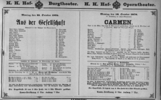 Theaterzettel (Oper und Burgtheater in Wien) 18761016 Seite: 1