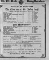 Theaterzettel (Oper und Burgtheater in Wien) 18761017 Seite: 1