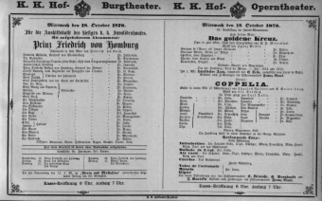 Theaterzettel (Oper und Burgtheater in Wien) 18761018 Seite: 1