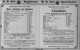 Theaterzettel (Oper und Burgtheater in Wien) 18761019 Seite: 1