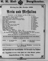 Theaterzettel (Oper und Burgtheater in Wien) 18761020 Seite: 1