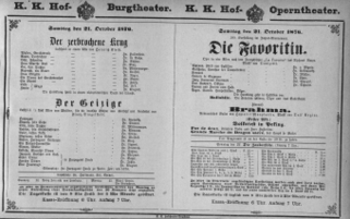 Theaterzettel (Oper und Burgtheater in Wien) 18761021 Seite: 1