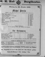 Theaterzettel (Oper und Burgtheater in Wien) 18761023 Seite: 1