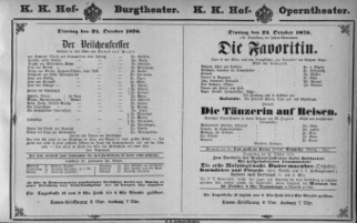 Theaterzettel (Oper und Burgtheater in Wien) 18761024 Seite: 1