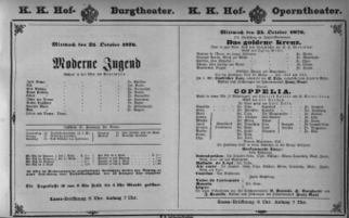 Theaterzettel (Oper und Burgtheater in Wien) 18761025 Seite: 1