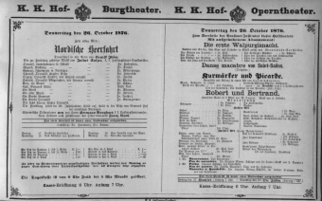 Theaterzettel (Oper und Burgtheater in Wien) 18761026 Seite: 1