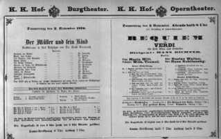 Theaterzettel (Oper und Burgtheater in Wien) 18761102 Seite: 1