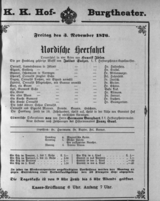 Theaterzettel (Oper und Burgtheater in Wien) 18761103 Seite: 1