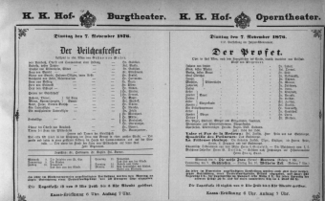 Theaterzettel (Oper und Burgtheater in Wien) 18761107 Seite: 1