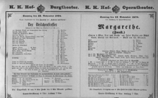 Theaterzettel (Oper und Burgtheater in Wien) 18761112 Seite: 1