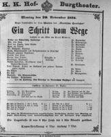 Theaterzettel (Oper und Burgtheater in Wien) 18761120 Seite: 1