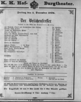 Theaterzettel (Oper und Burgtheater in Wien) 18761201 Seite: 1