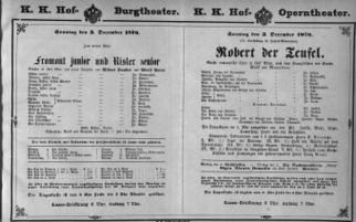 Theaterzettel (Oper und Burgtheater in Wien) 18761203 Seite: 1