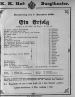 Theaterzettel (Oper und Burgtheater in Wien) 18761207 Seite: 1