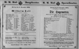 Theaterzettel (Oper und Burgtheater in Wien) 18761208 Seite: 1